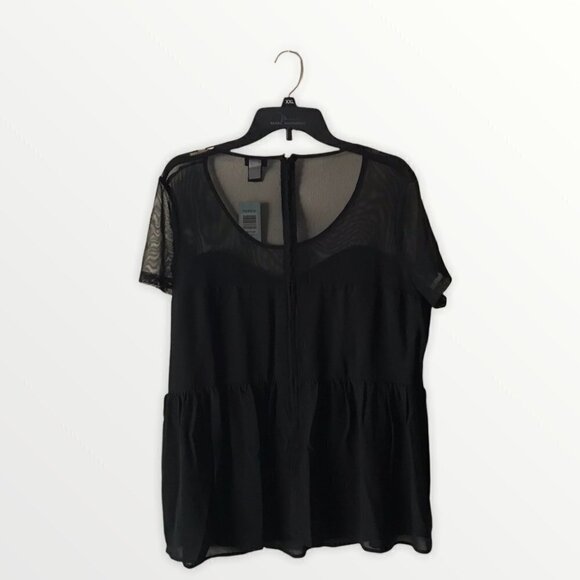 NWT - Torrid Short Sleeves Mesh Blouse with Sequin in the Front - Picture 2 of 15